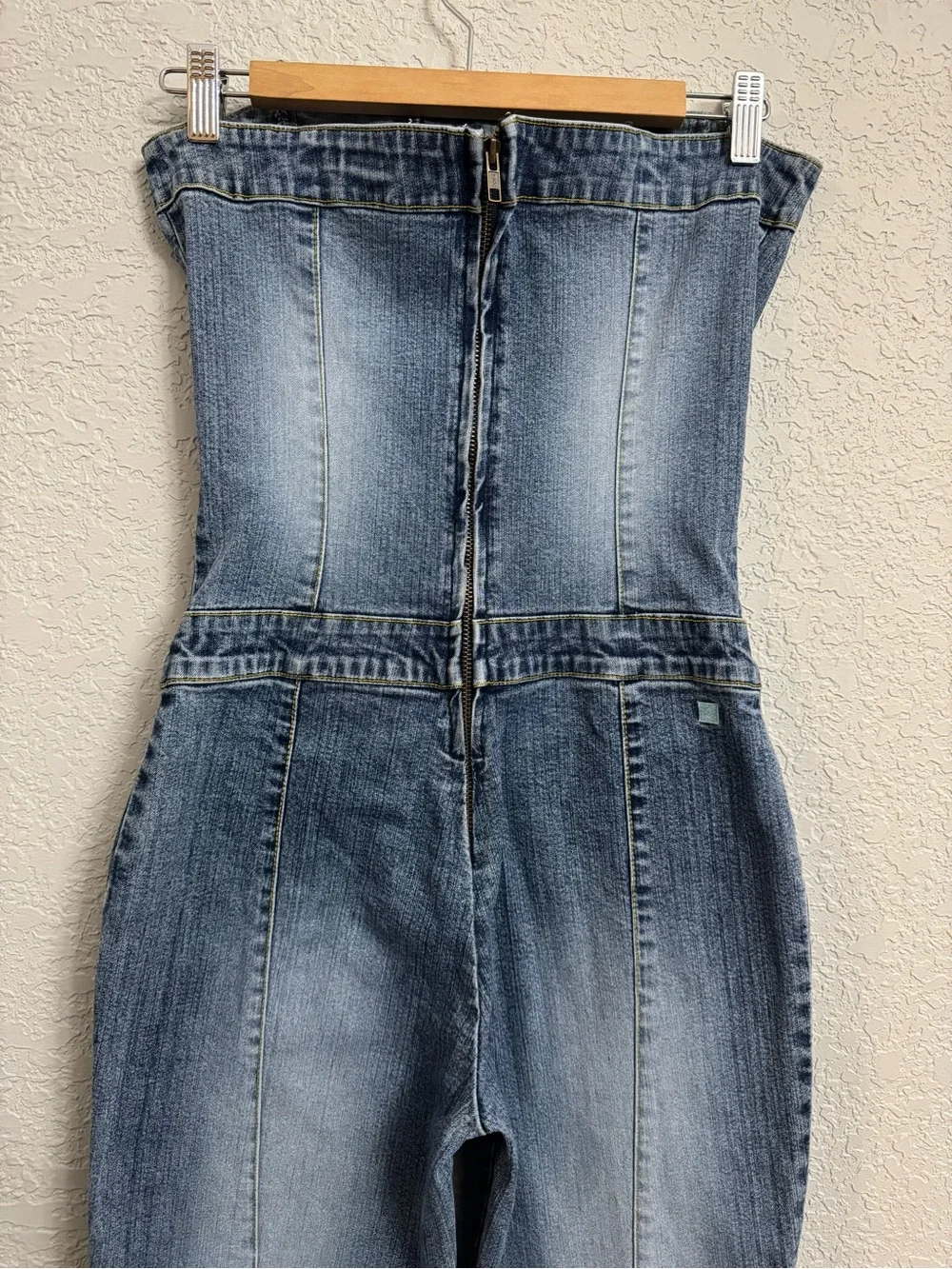 Azzure Denim Y2K Strapless Light Blue Denim Strapless Overalls